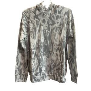 Z By Zella Girls Hoodie Sweatshirt White/Gray Kangaroo Pocket Large 10/12 ✨NEW✨